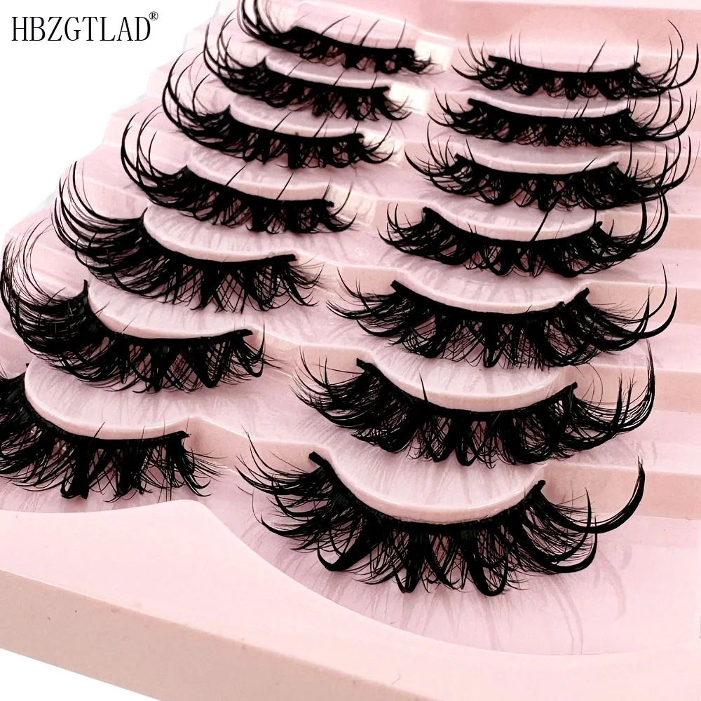 New 7Pairs Design Wet Manga Lashes 3D fluffy Eyelash Extensions Makeup Fashion Long Thick Natural Fake Eyelashes