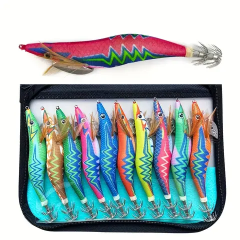 10pcs/bag Squid Jig Glow in Dark Luminous New Style Fishing Lure Luminous Squid Jigs with 2.5#,3.0#,3.5# Hook Fishing Bait