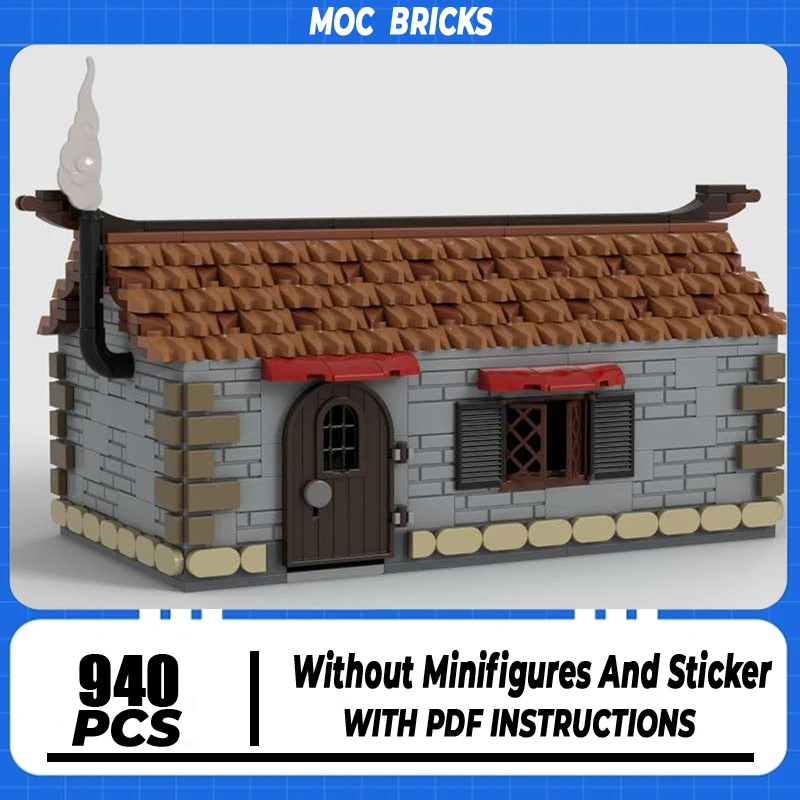 Medieval Castle Model Moc Building Blocks Red Faction Medieval Cottage Model Technology Brick DIY Assembly Construction Toy Gift