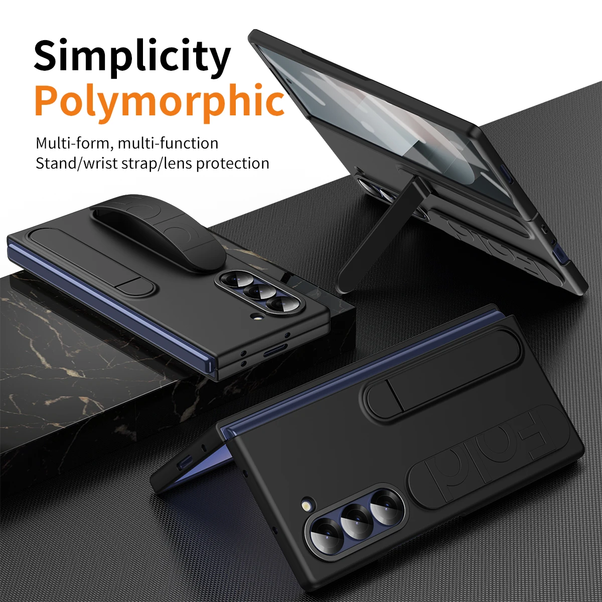 For Samsung Galaxy Z Fold 3 4 5 6 Luxury Full Protection Wristband Stand Shockproof Screen Protector Phone Case Cover_voghion.com