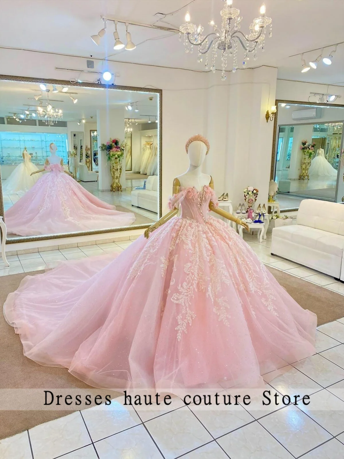 

New Mexico Pink Shiny Beaded Quinceanera Dresses Ball Gown 2025 Appliques Sweet 16 Dress Customized Vestidos de 15 Quinceañera