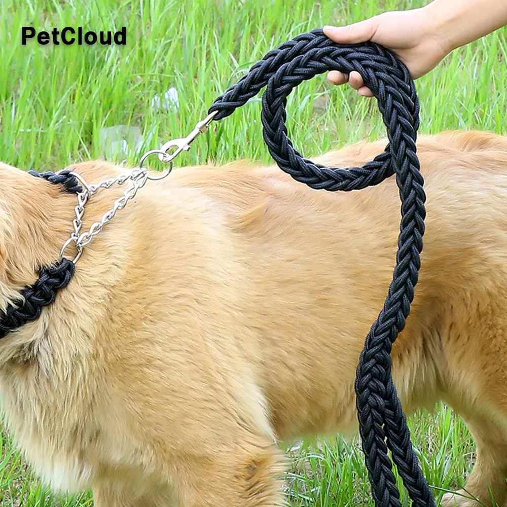 Soft Nylon Braided Dog Leads Rope For Dog Traction Rope Round Handmade WovenThick Pet Walking Training Leash Dog Supplies