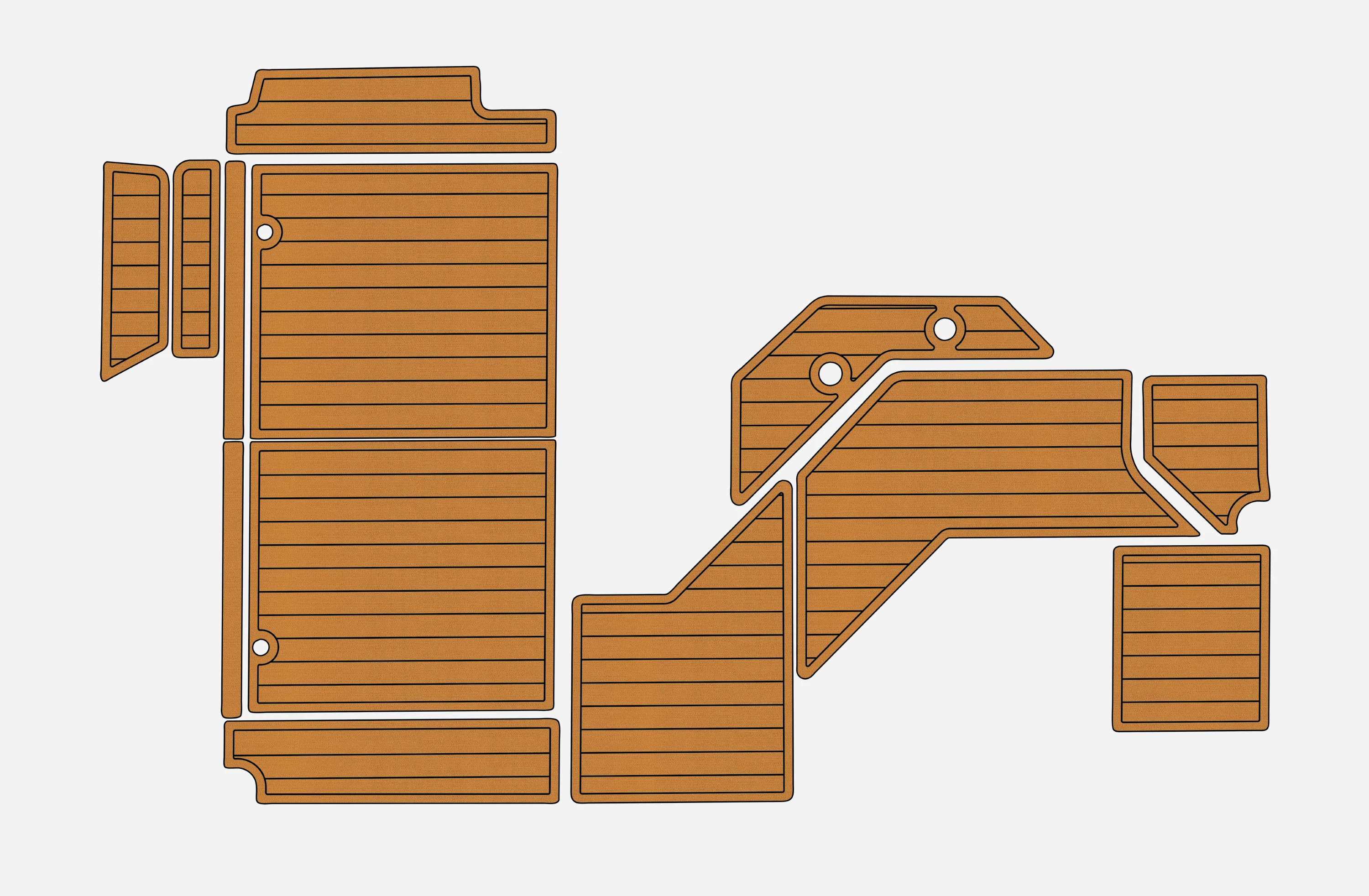 

Морской коврик из ЭВА-пены (6 мм) с нескользящим ПВХ-покрытием под тик для Bayliner 3055 Sunbridge 1992-1994 гг., аналог Seadek/Gatorstep
