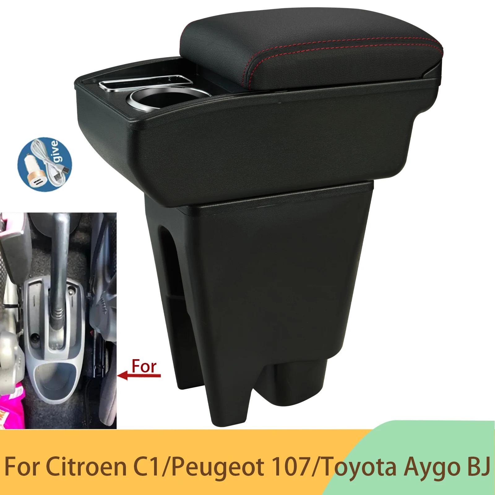 For Peugeot 107 Armrest For Citroen C1 Toyota Etios Aygo BJ Armrest Box Car Accessories Store Box Interior Parts Details