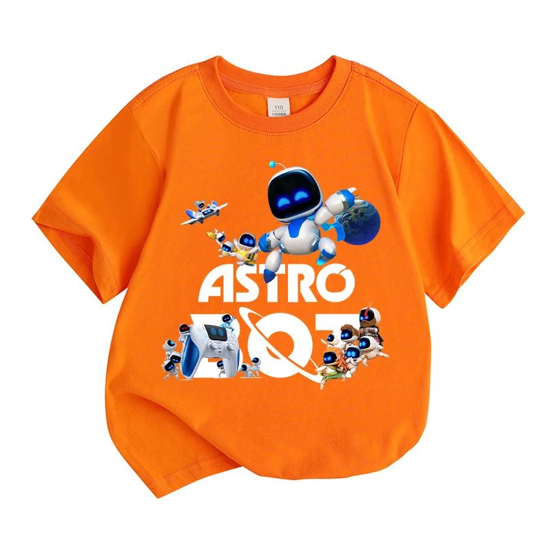 Game Astro Bot T-shirt Cute Anime Printed Boys Girls Clothes Cartoon Short Sleeve Cotton Sportwear Round Neck Shirts Kawaii Tops