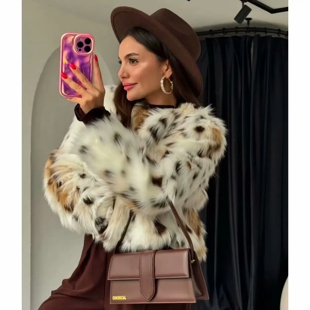 Frauen Elegante Faux Pelzmantel Warme Flauschigen Lose Langarm Revers Jacke Herbst Winter Mode High Street Dame Oberbekleidung