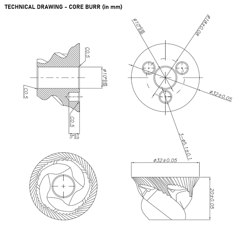 BAAG-Ersatz-Ersteckfräser-Set aus Edelstahl, 48 mm Ersatzzubehör für Saeco Magic/Royal/Strato und andere