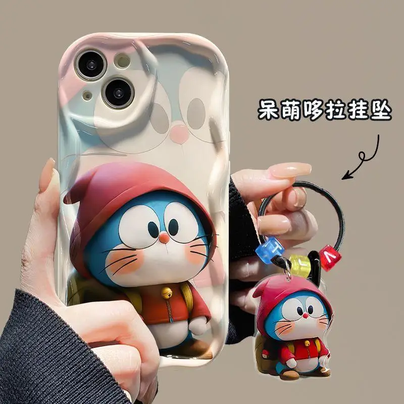 Cute Doraemon Pendan Case for Infinix Note 30 40 GT 20 Hot 40 Pro 30I 40i 30 Play Zero 30 Smart 8 7 TECNO Spark 20 20C Wavy Edge