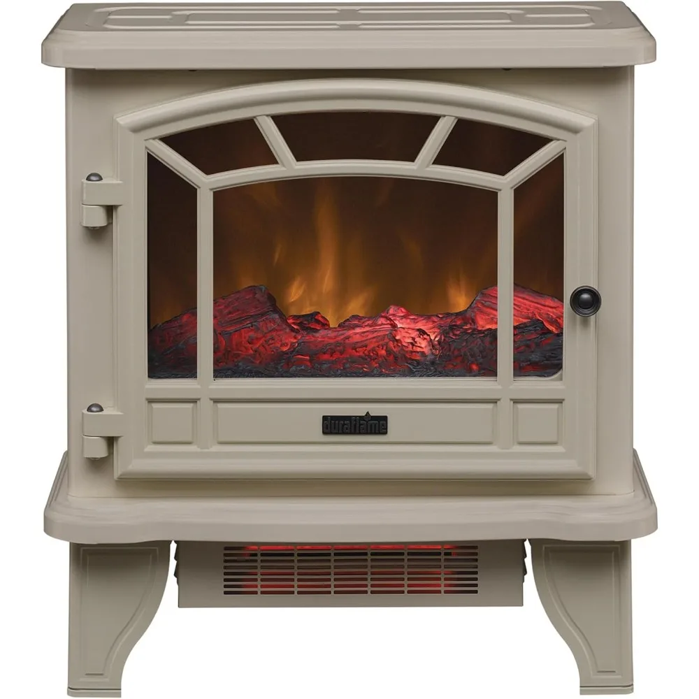 Electric Fireplace Stove 1500 Watt Infrared Heater with Flickering Flame Effects - Cream  electric fireplace  fireplaces