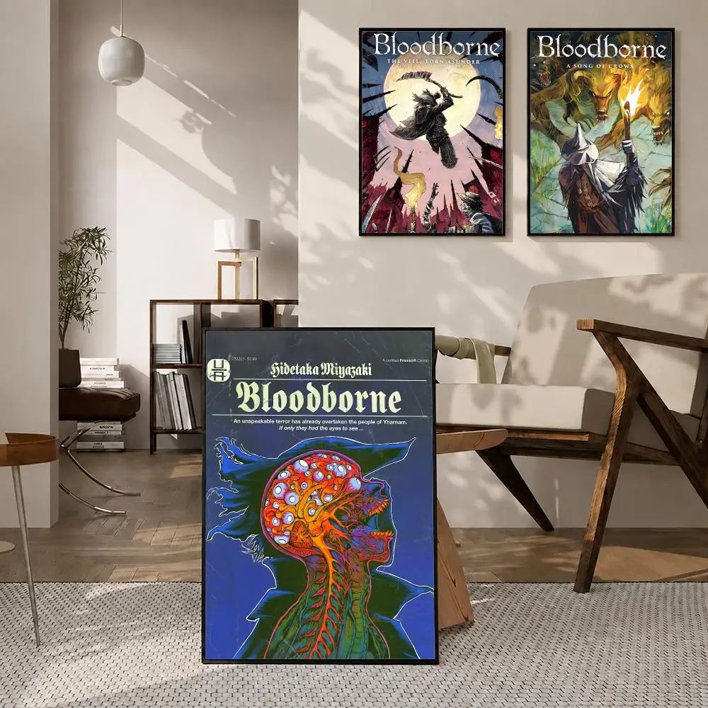 Game Bloodborne Poster Poster Room Wall Art Decor Waterproof Stickers For Home Bar Bedroom Decoration