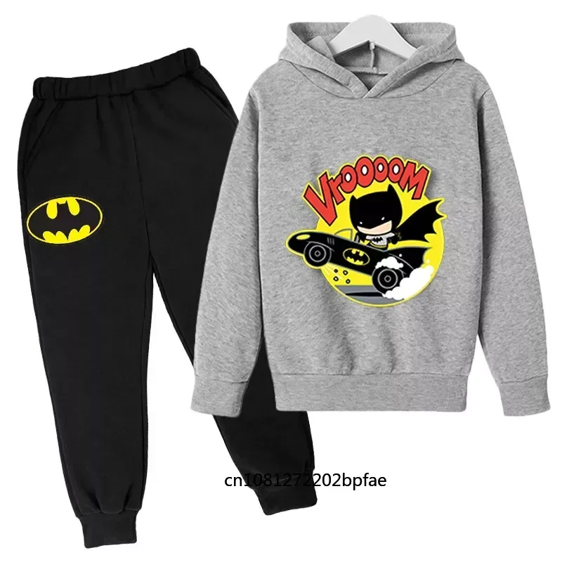 Batman Marvel DC Children's Casual Sweater Two-Piece Hoodie Suit Pullover Long Sleeve Spring and Autumn New Popular  Anime Movie