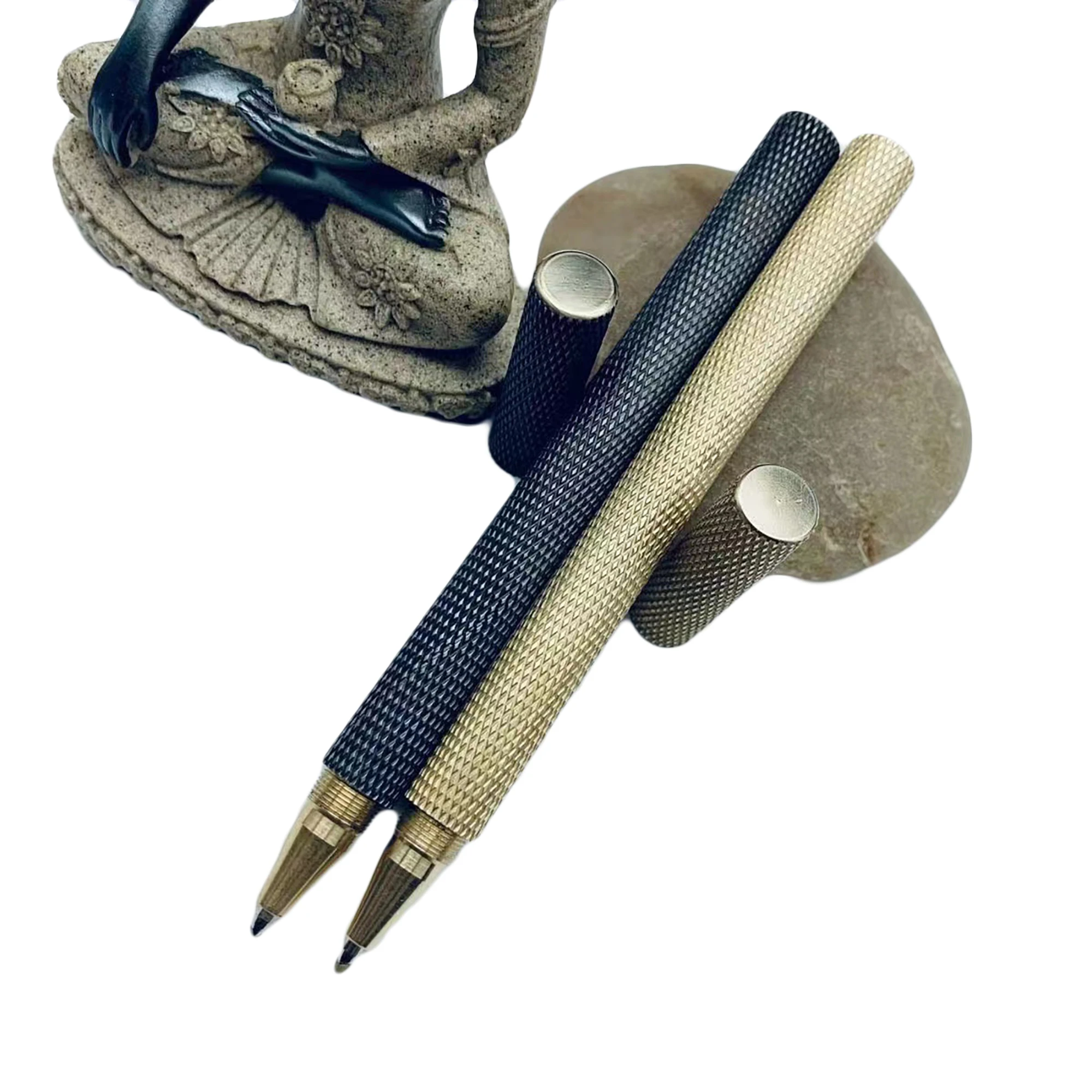 Super simple  facet pattern designer Solid brass pen EDC Pocket Pen Signature Pen Pocket Pen Brass roller pen Ballpoint Pen - view 6