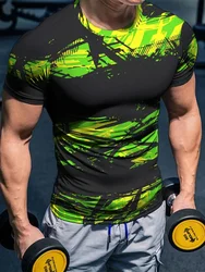 Artistic Line 3D Printed Men's Crew Neck Short Sleeve Top Daily Sports Casual Men's T-shirt Fashion Men Comfortable Short Sleeve