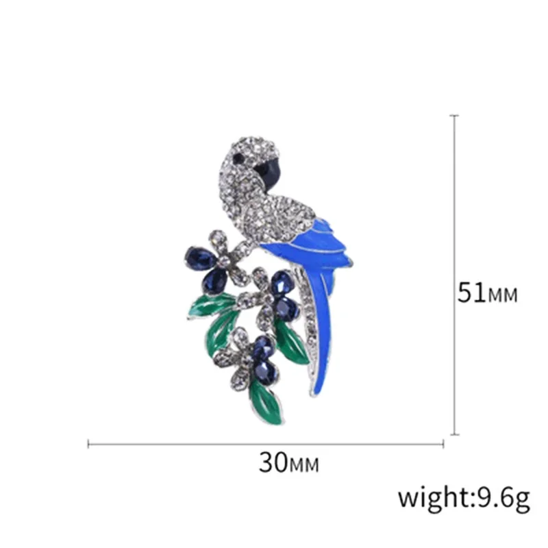 Blucome Enamel Animal Brooch Cute Blue Parrot Corsage for Women Girls Coat Suit Scarf Buckle Pins Weddding Party Jewelry Gifts