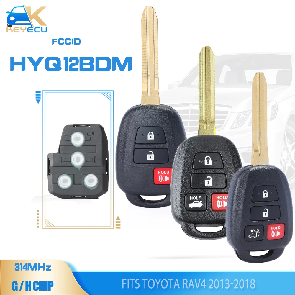 

KEYECU HYQ12BDM / HYQ12BEL 314MHz G / H Chip 3 Button / 4 Button Fob for Toyota Corolla Camry Prius Tacoma Rav4 2013 - 2021