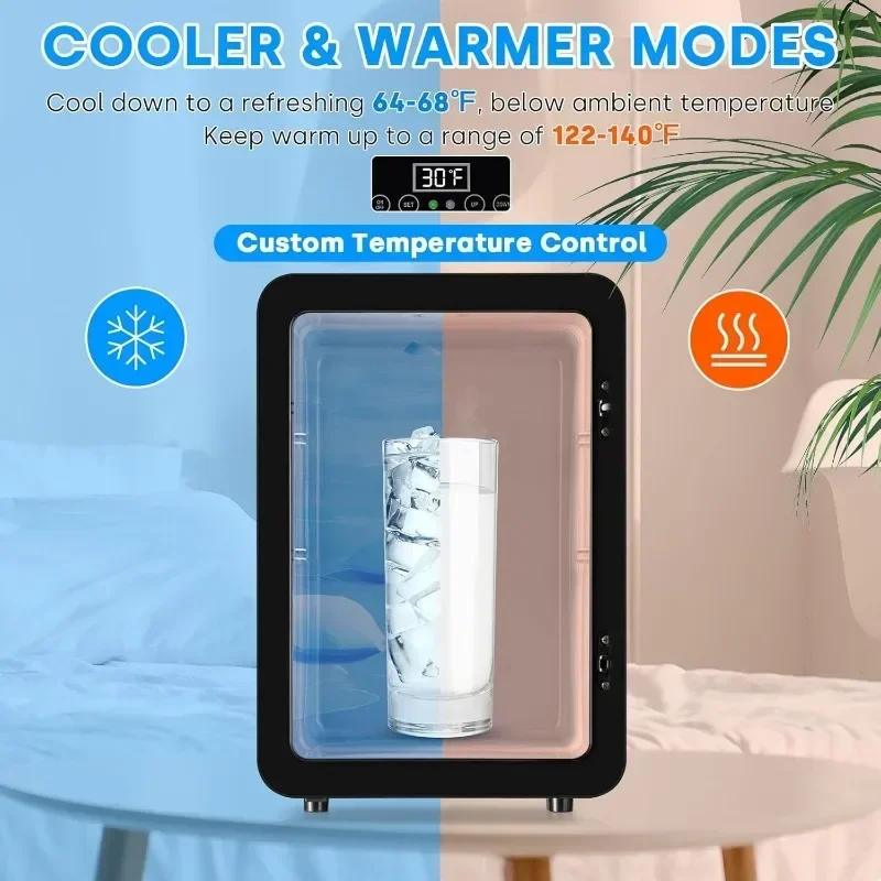 Mini Refrigerator Skincare Fridge 10L Portable AC+DC Power Cooler & Warmer Cosmetic Fridge for Bedroom, Car, Office, Skincare