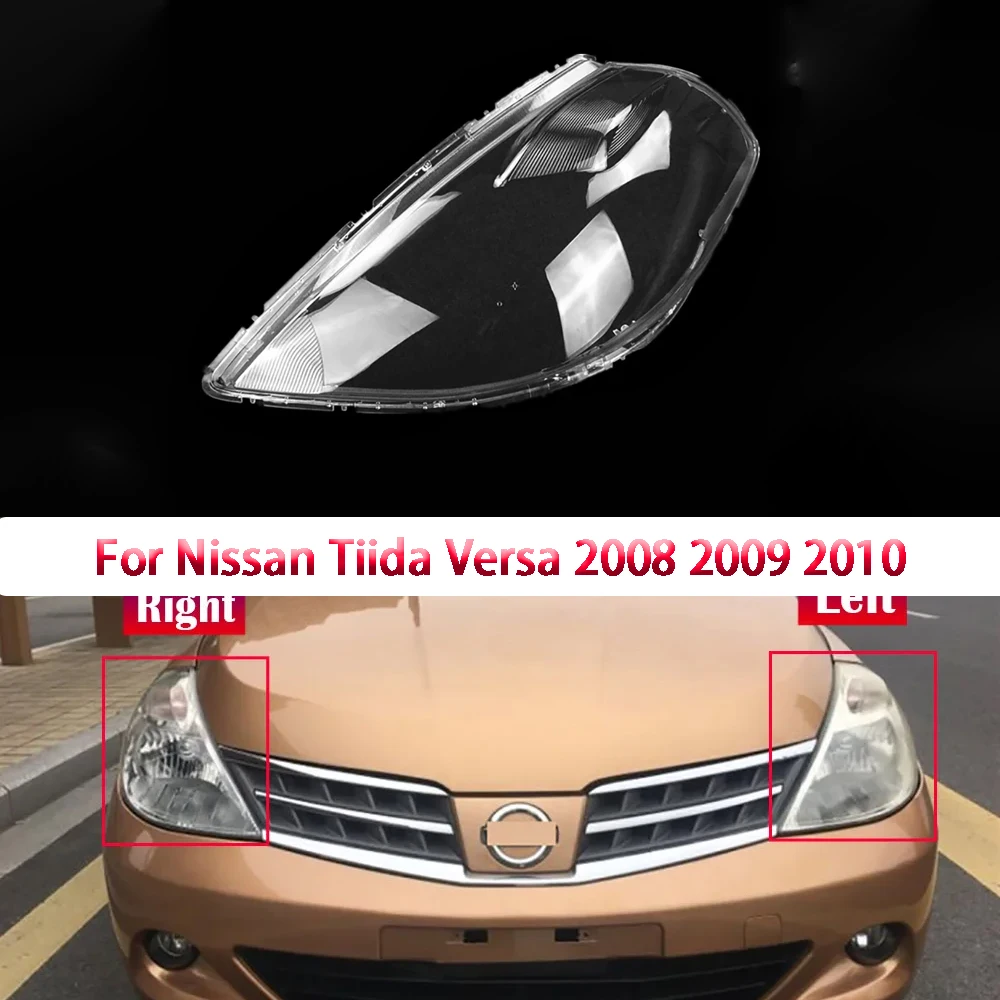 Car Headlight Lens For Nissan Tiida Versa 2008 2009 2010 Headlamp Cover Replacement Auto Shell Lampshade Glass Lampcover Caps