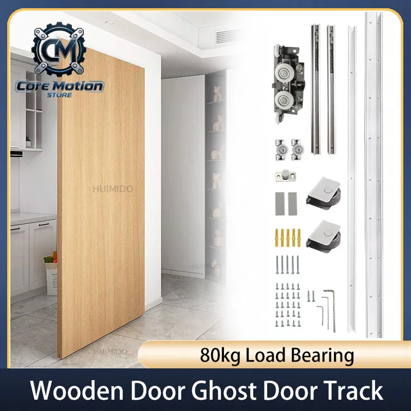 Hidden Wooden Ghost Door Track Hardware Sliding  Slide Rail Kit 80kg Load Bearing for Door Widths700mm-1200mm