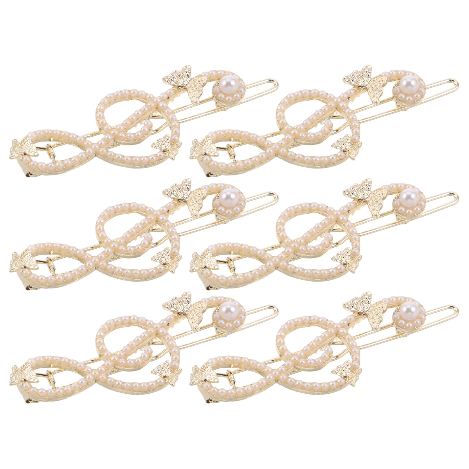 

6Pcs Butterfly Pearl Music Note Hair Clips Faux Pearl Bobby Pins Treble Clef Barrettes Non Slip Hair Accessories for Wedding
