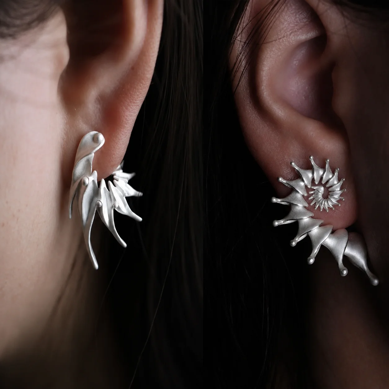New Conch Personality Ancient Silver Stud Earrings Ocean Texture Earrings Gothic Stereo for Men Women Hallowmas Punk Jewelry