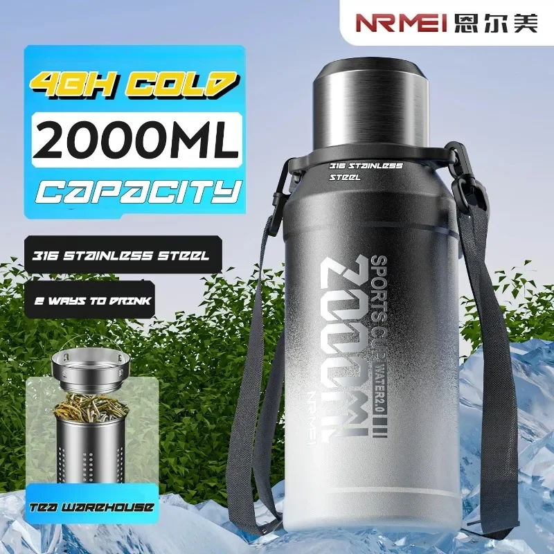 【Best Sale】2L Thermos Bottle Insulated Water Bottle Vacuum Flasks Stainless Steel Thermal Bottle Cold Coffee Hot Cup Drinkware