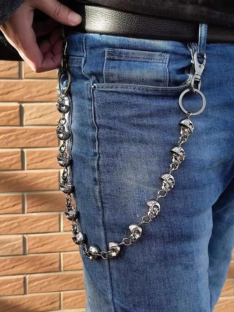 Punk Skull Pants Chain Heavy Waist Chain Men's Cool Jeans Chain Keychain Wallet Chain Gothic Cycling Exorcism Accessory