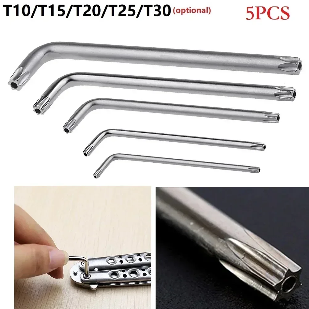 2/5PCS L Type Screwdriver Spanner Hand Tools Double-End 2-Way Torx Screwdriver Spanner Wrench Tool T15 T20 T25 T30