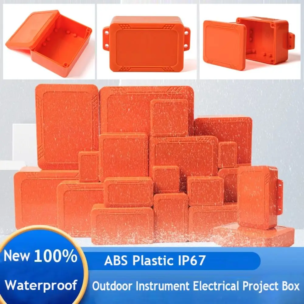 IP67 Waterproof Enclosure Junction Housing Box ABS Plastic Orange Color Instrument Box Electronic Project Case Outdoor Indoor
