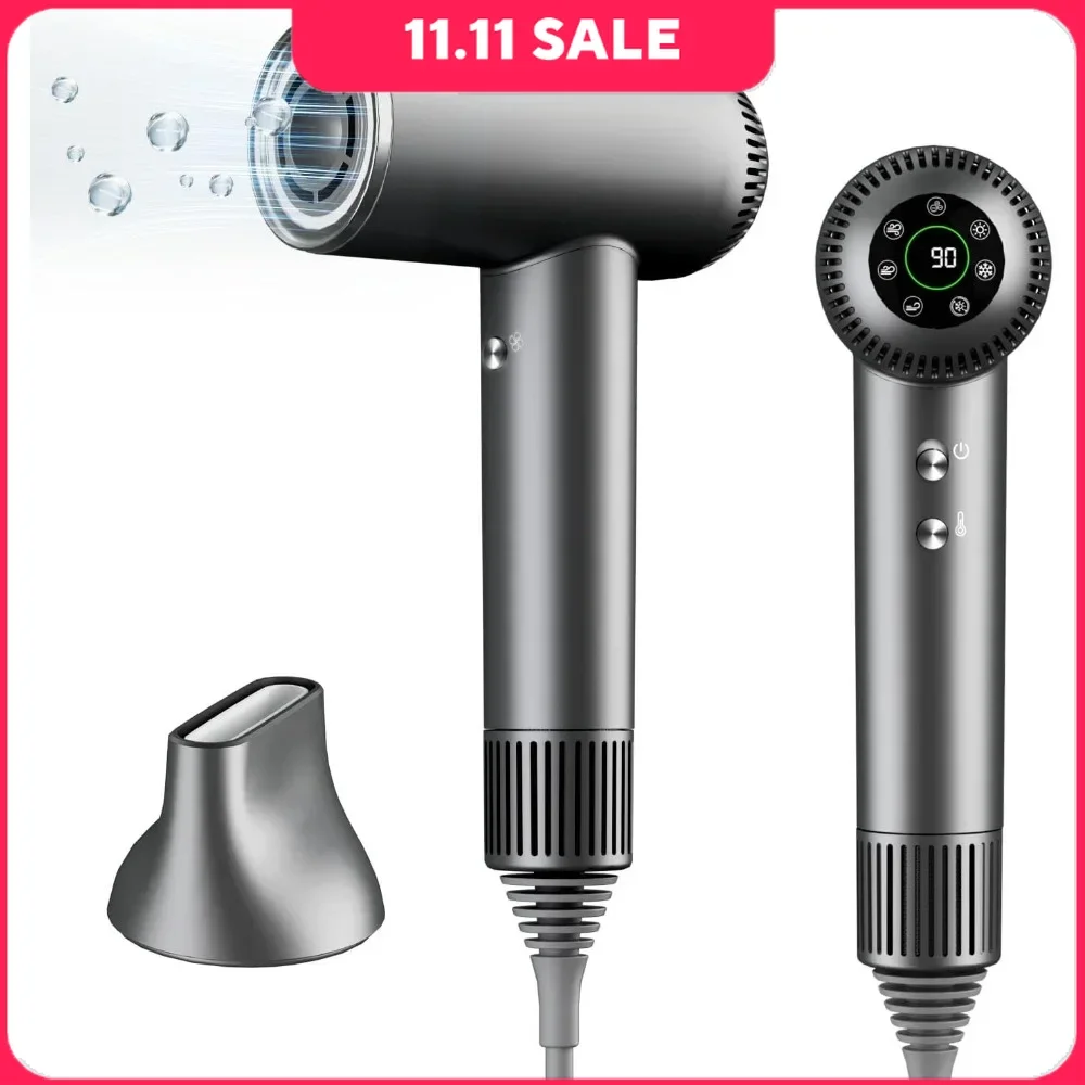 

Hair Dryer with Magnetic Nozzle, Negative Ionic Blow Dryer, 110,00RPM High-Speed Motor, Thermo-Control , PortableHair Dryer