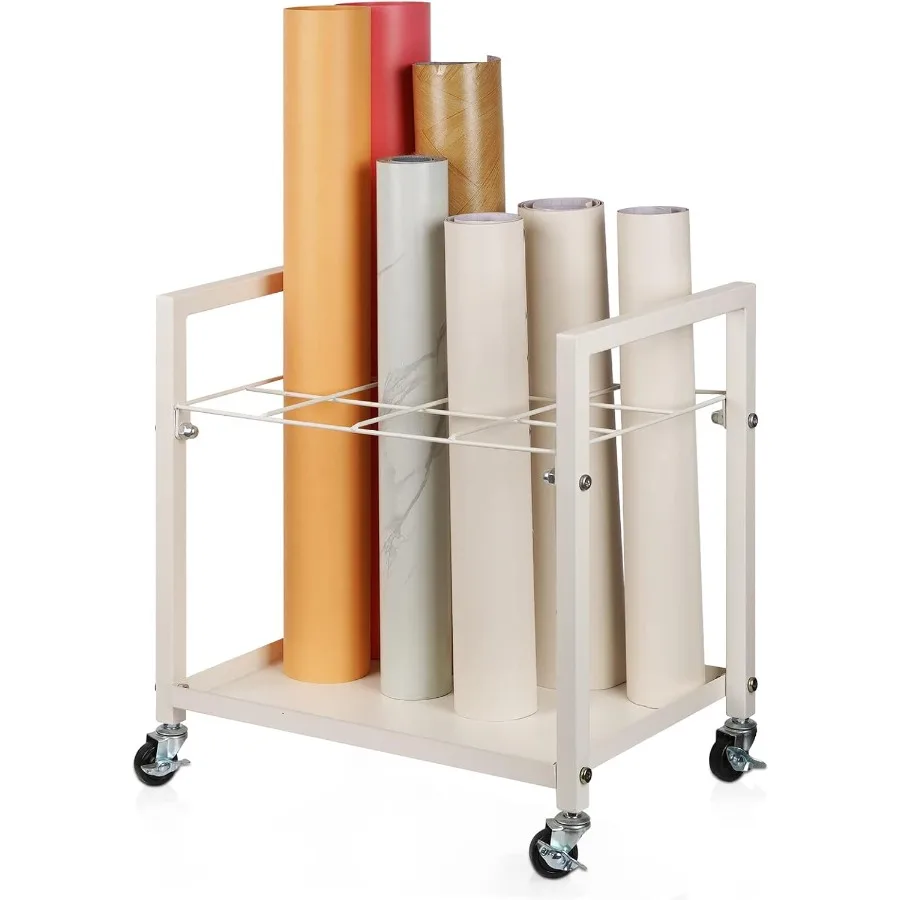 

Blueprint Storage Rack and Holder - Metal Cart With Wheels 12 Slots Roll File Holder for Home Office School - Poster and Archit