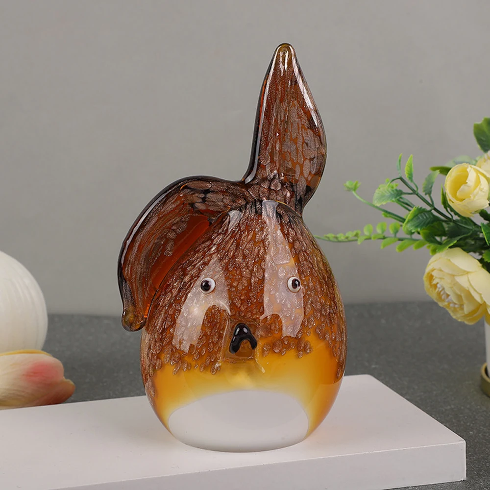 

Glass Cute Rabbit Figurines Collection Handmade Art Glass Animals Sculpture Easter Rabbit Statue Table Home Room Decor Ornament