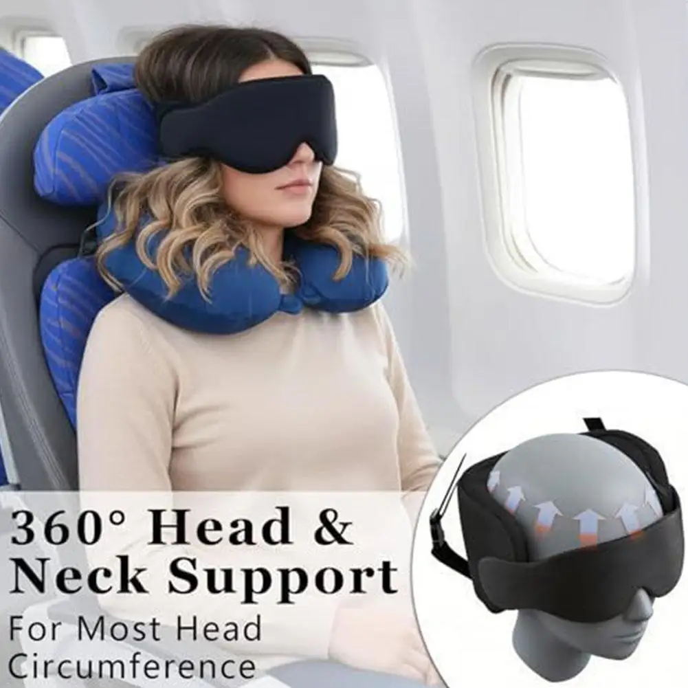 Travel Sleep Mask Airplane Car Head Support System Anti‑Shake Head Fixing Sleep Mask Full Light Blocking For Long Flight Road view 2