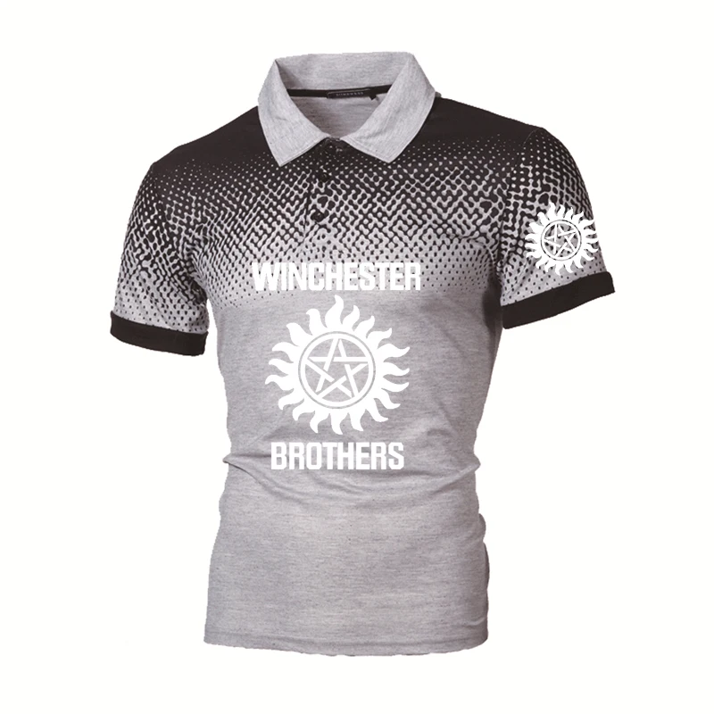 Summer Men's Polo Shirt Winchester Brothers Print High Quality Short Sleeves Man Harajuku Classic Tops Racing Motorcycle Racer