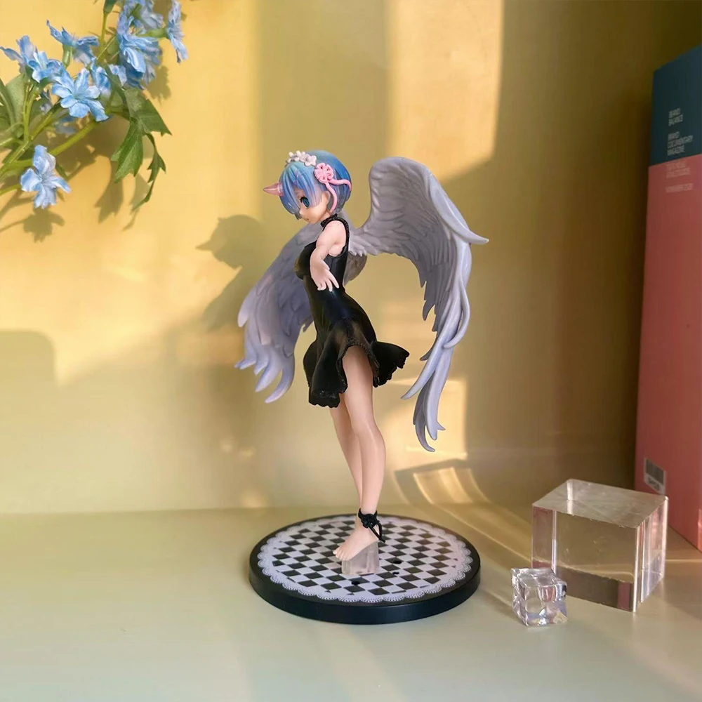 Anime Re:0 Figure Rem Action Figures PVC Angel Remu Figurine Desktop Ornaments White Angel Dress Remu Look Up Figure Toys Gifts