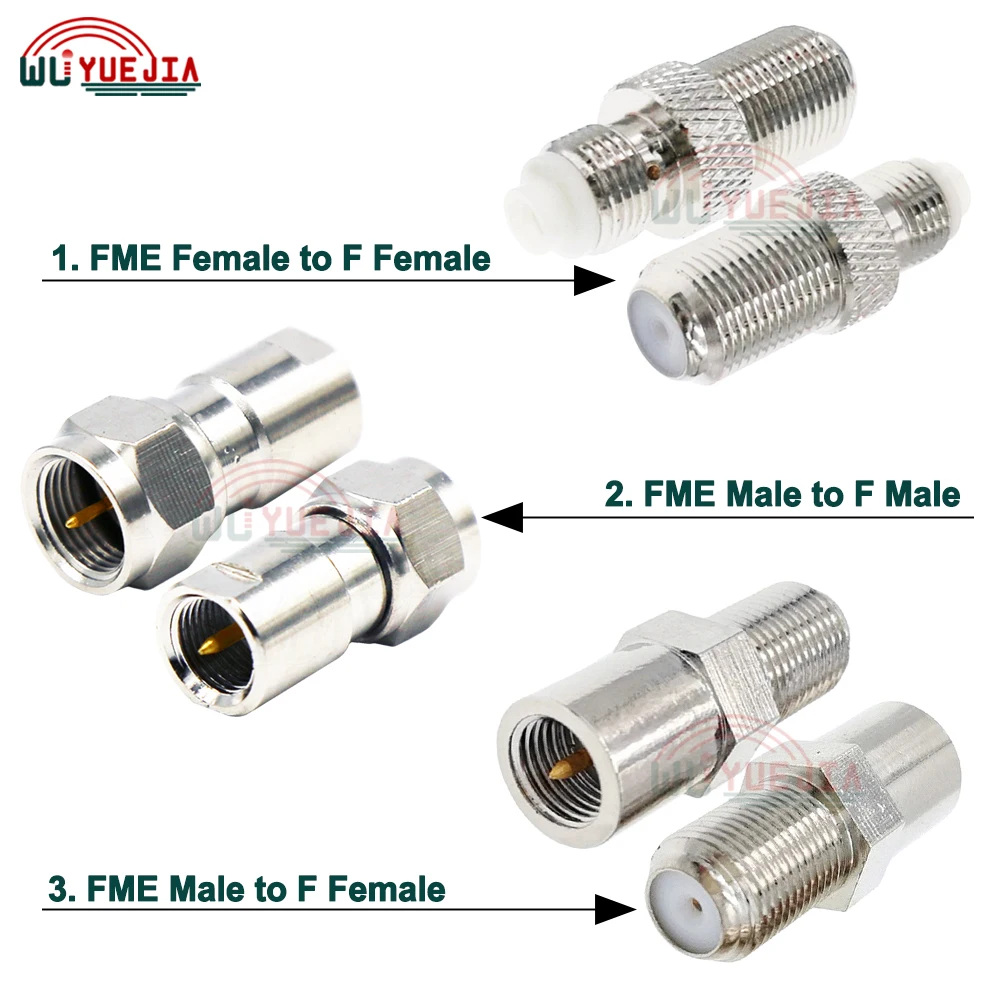 

1pcs Adapter FME Male Plug To F Male Plug Female Straight Connector F Male Plug To FME Female Jack RF Adapter Brass High Huality