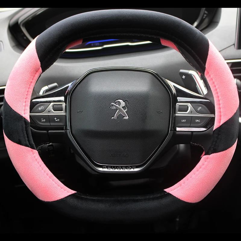 

For Peugeot 2008 2019 2020 e2008 2020 Car Steering Wheel Cover Winter Plush Auto Accessories interior Coche