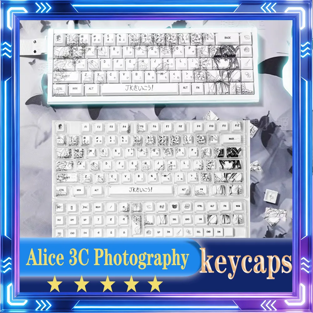 

Rabbit Eight JK Girl Keycaps Original PBT Five Sided Sublimation Keycaps PC Accessories Custom Office Gifts Delicate Hand Feel