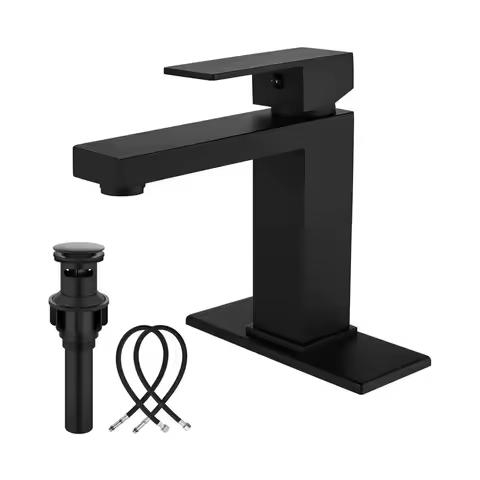 Bathroom Faucets 1 Hole, Single Handle Stainless Steel Bathroom Sink Faucet, Modern Vanity Faucets with Deck Plate,Water Supply