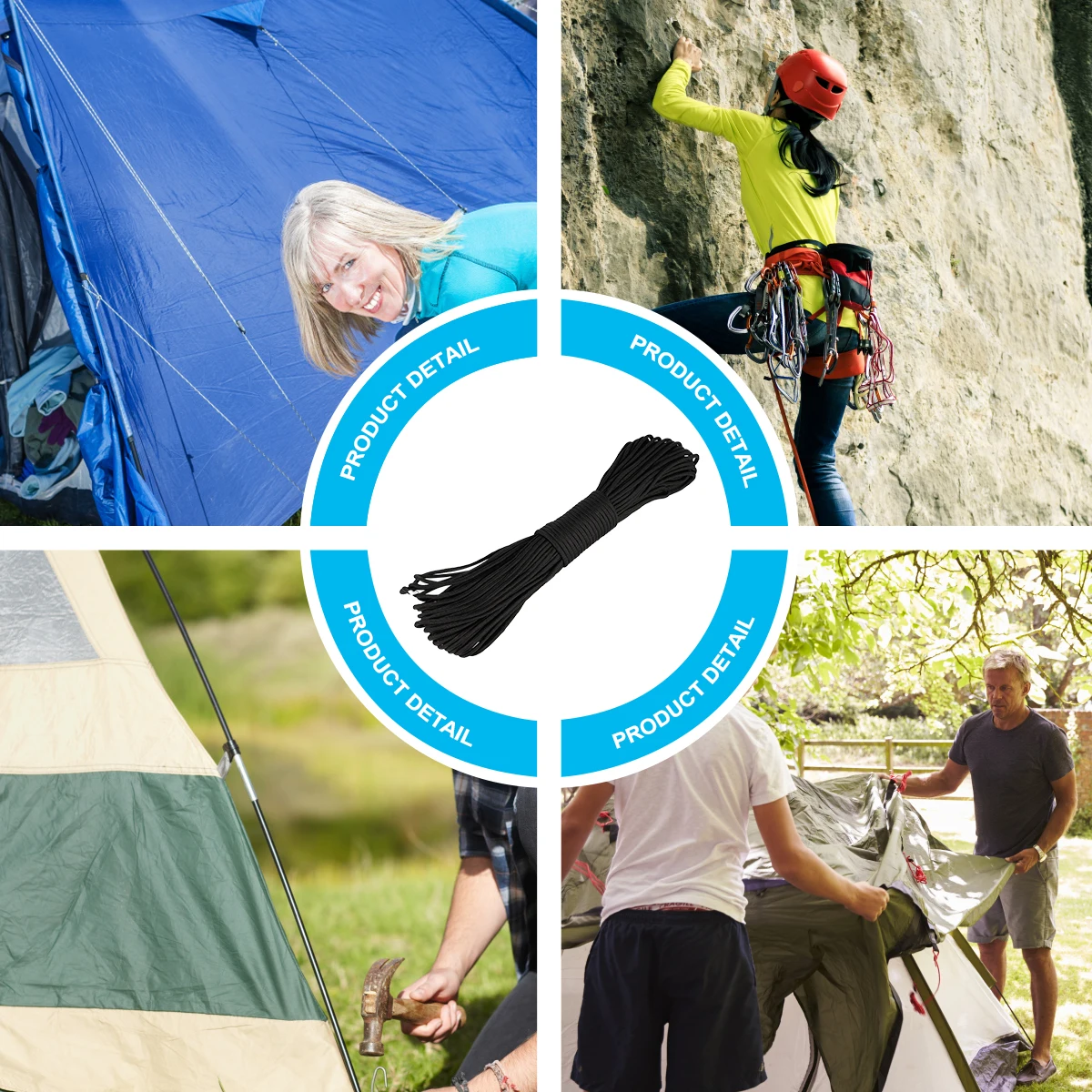 

4mm Cores 30m Paracord Fade Resistant Low Shrink Tough Outdoor Travel Camping Rope Hiking Clothesline Black