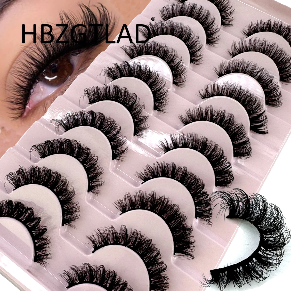 HBZGTLAD New 10 Pair 3D Artificial Mink Eyelash Loose Natural False Eyelash Makeup Soft Natural Cross Messy Comedy False Eyelash