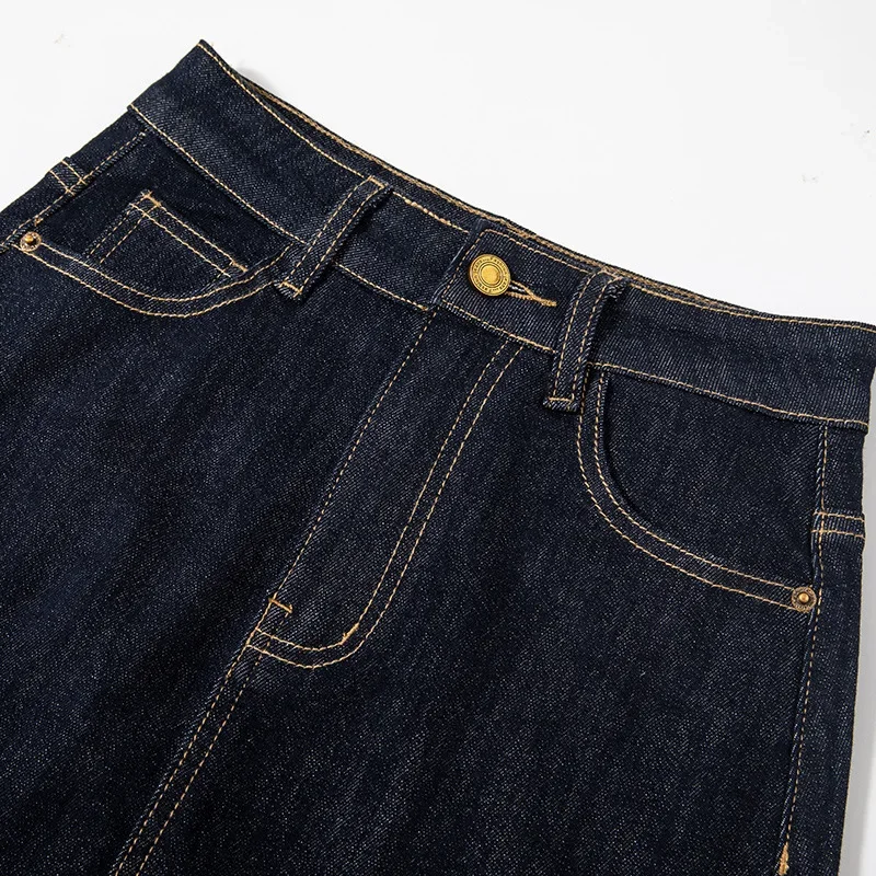 Pop DenimกระโปรงสบายๆSlimmingด้านข้างเอวสูงA-Lineกระโปรง 2024 ฤดูร้อนมาถึงใหม่โต๊ะรับประทานอาหารกระโปรง