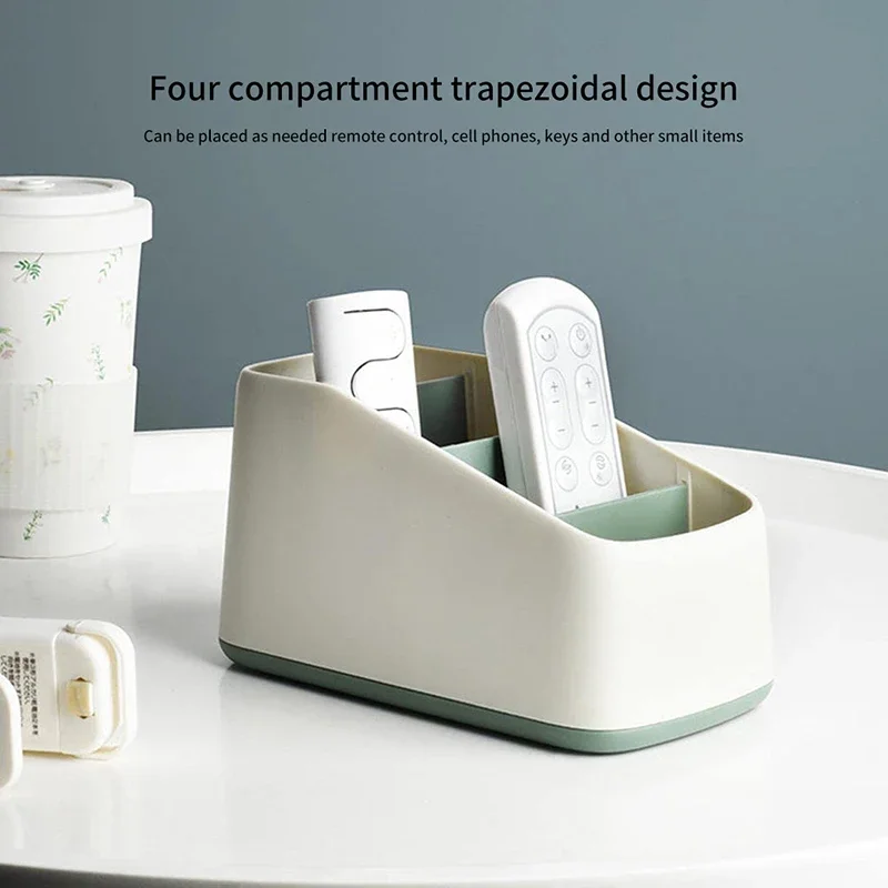 حامل التحكم عن بعد 4 فتحة صندوق تخزين مكتبي تلفزيون التحكم عن بعد الهاتف شبه منحرف سلة منظم قرطاسية فندق المنزل