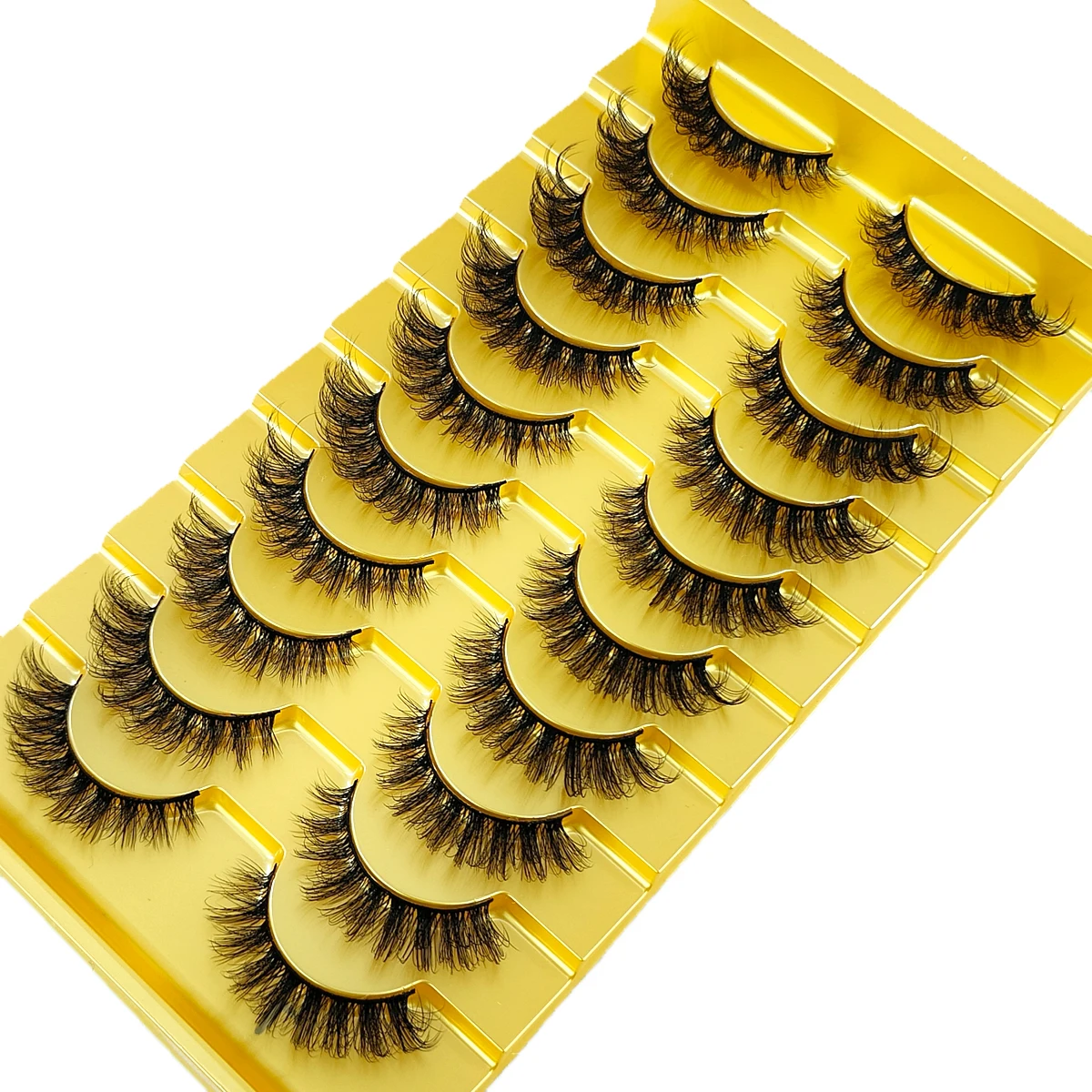 New 10 Pairs Lashes 3D False Eyelashes Natural Look D Curl Cat Eye Fake EyeLashes Reusable Faux Mink Eyelashes Extention Makeup