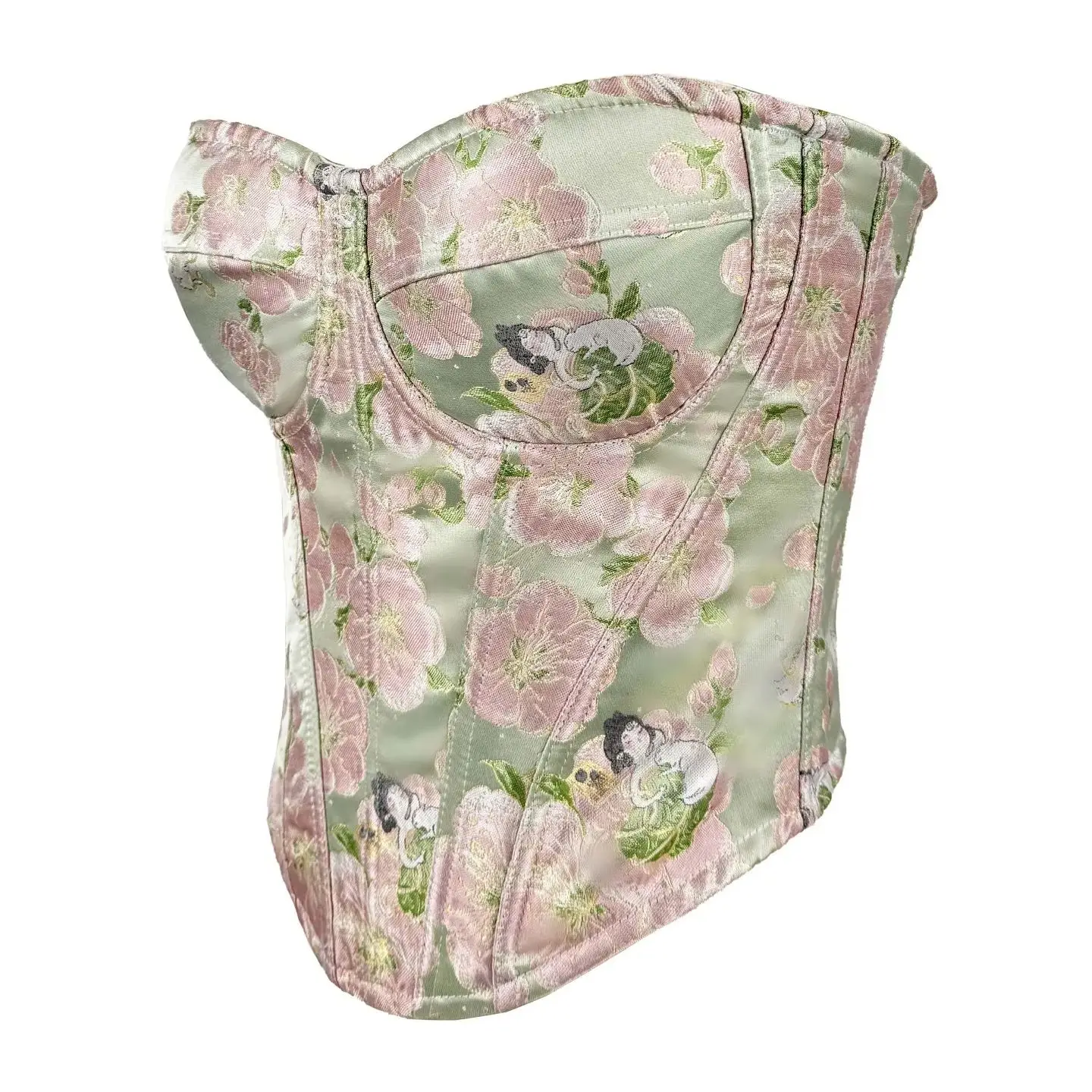 Vintage Printed Bones Corset Sexy Women Bras Tops Zipper Strap Adjustable Shaper Halter Tank Top Fashion Party Rave Bustier Vest