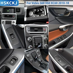 車内センターコンソールドアギアカバー,トリムステッカー,カーボンファイバー,Ev60,v60,xc60,2010-2018用アクセサリー