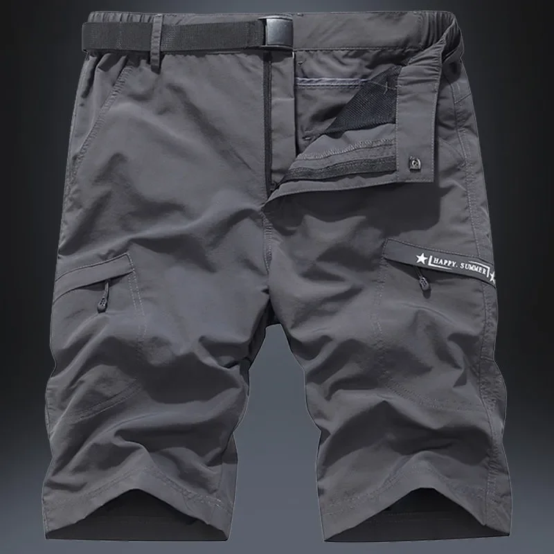 Men Quick Dry Multi Pocket Elastic Waist Cargo Shorts Outdoor Casual Five Inch Pants S-4XL