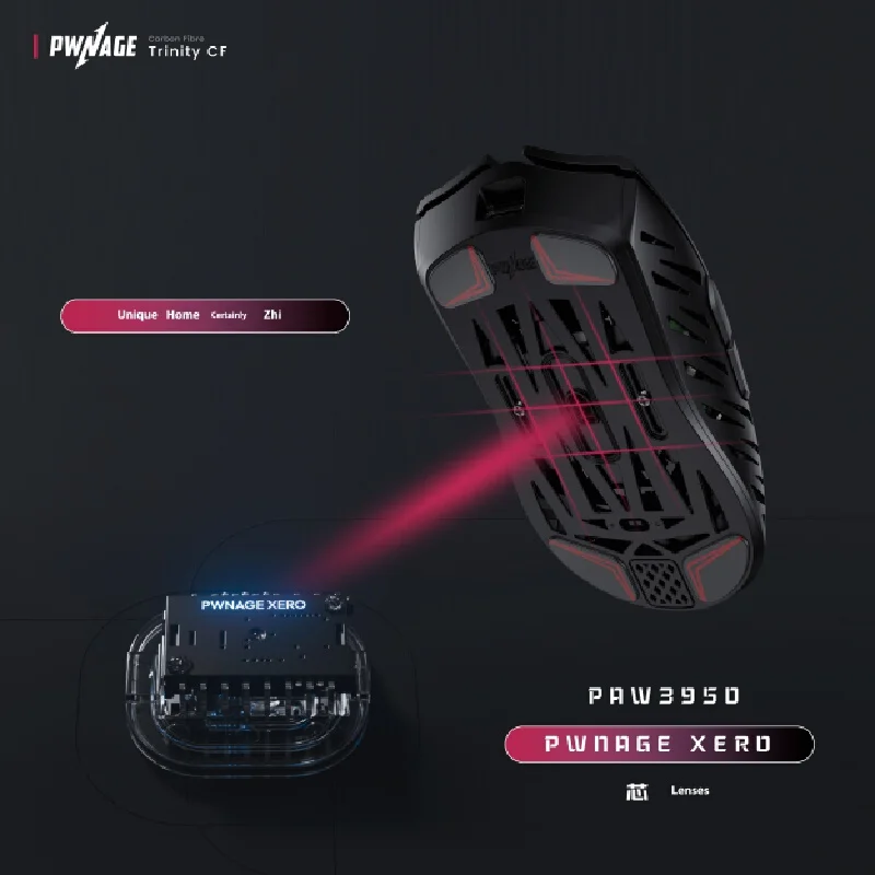 Мышь Pwnage Trinity Cf из углеродного волокна, двухрежимная беспроводная мышь Paw3950, 8000 Гц, игровая мышь, аксессуары для ПК, подарок для геймера