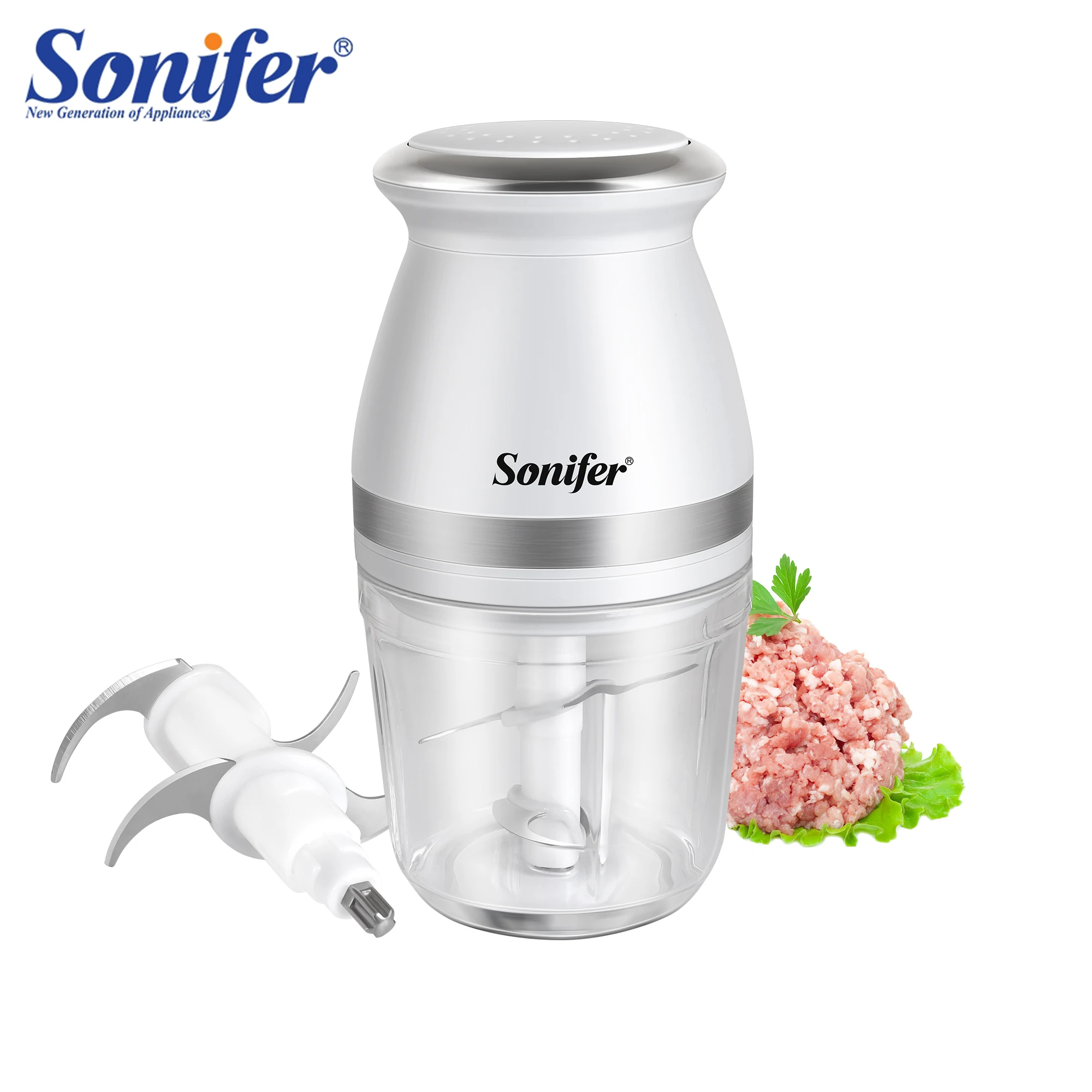 Electric Meat Grinder 0.6L Food Processor Chopper Kitchen Machines Vegetable Chopper Slicer Machine Household Grinder Sonifer