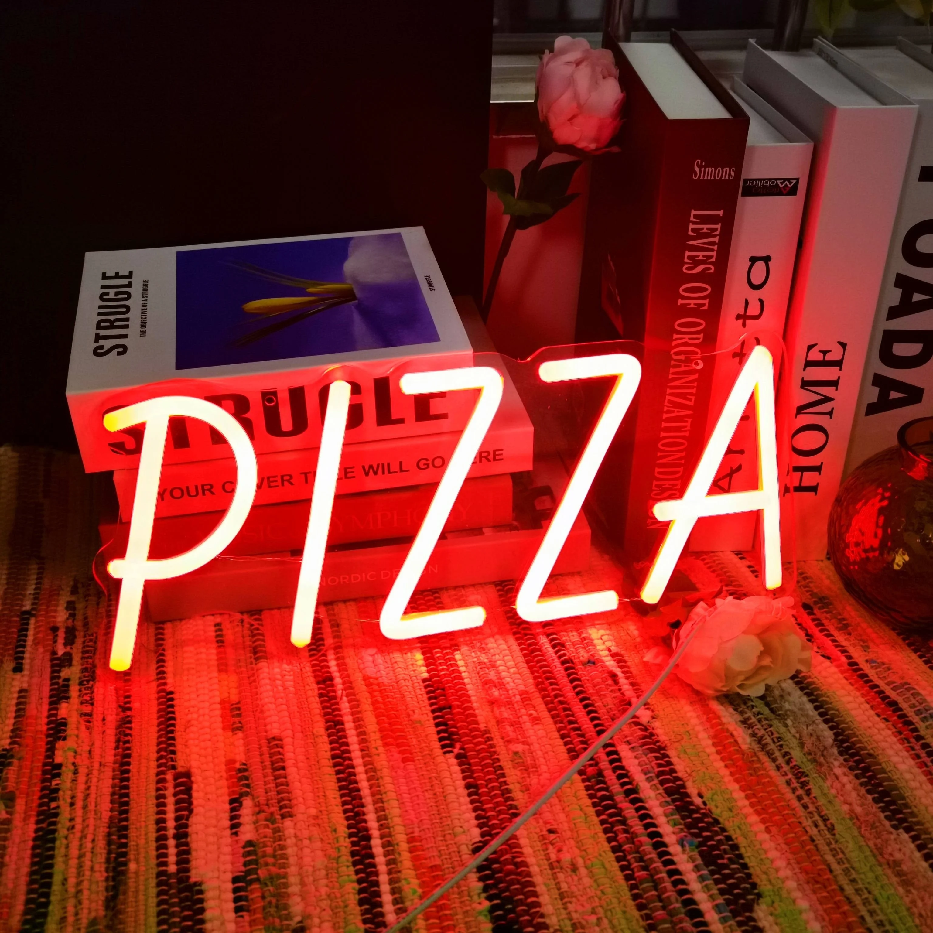 

Pizza Neon Sign - LED Neon Light with Red & Glow, USB-Powered Wall-Mounted Pizza Store Decor for Pizzeria, Cafe, Bar, Home
