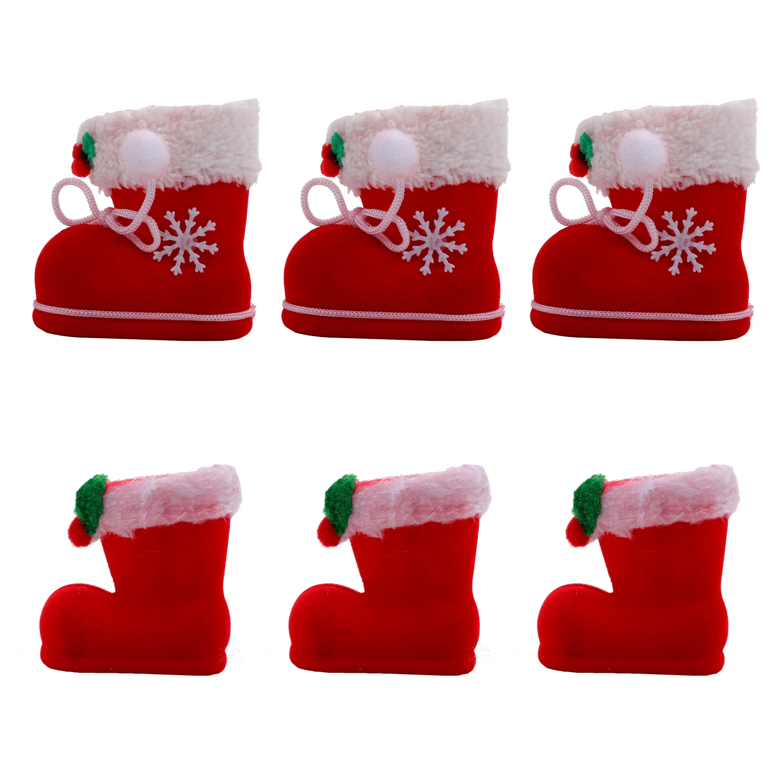 

6 Pcs Boots Gifts Kids Christmas Decor Santa Cloth Holder Shoes Bags Bright Colors High Quality Materials Gentle Comfortable